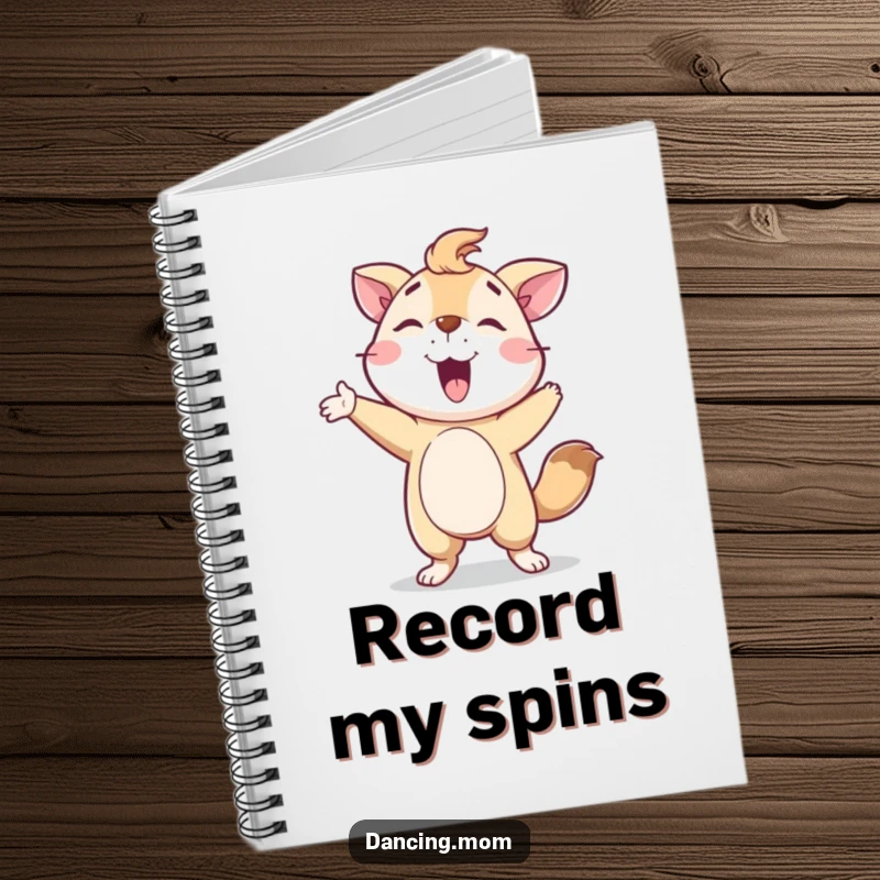 Funny Notebook: A delighted animal character in a proud pose after a spin, ready to capture your thoughts.