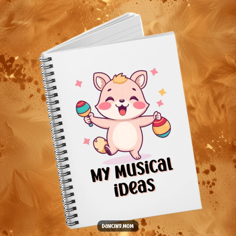 Funny notebook with a happy animal shaking maracas, great for writing down songs, ideas, or party plans.