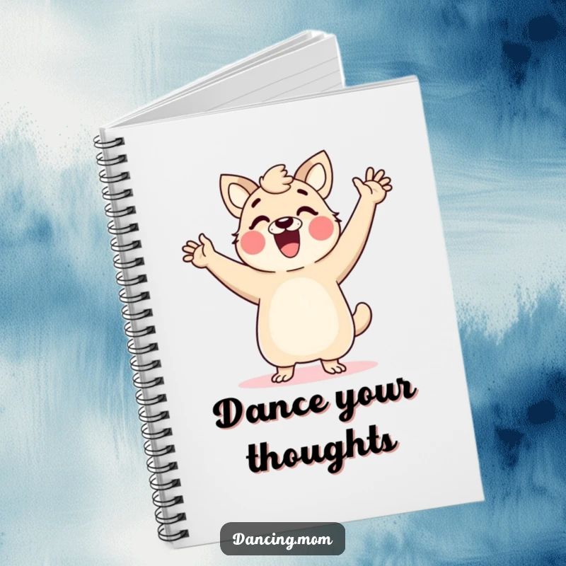 Funny dancing mom animal notebook, arms in the air, full of glee, perfect for capturing joyful thoughts and creative ideas.