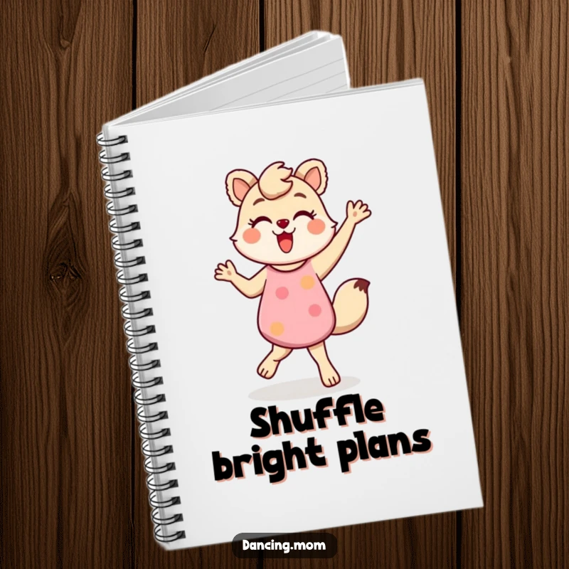 Funny notebook featuring a dancing mom animal doing an energetic shuffle, perfect for note-taking and creativity, a fun funny gift.