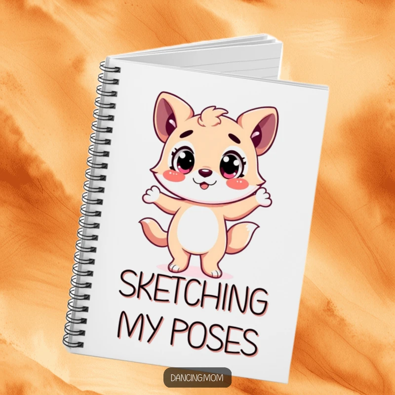 Funny Notebook: Happy animal character with wide eyes striking a dramatic dance pose, perfect for capturing creative thoughts.