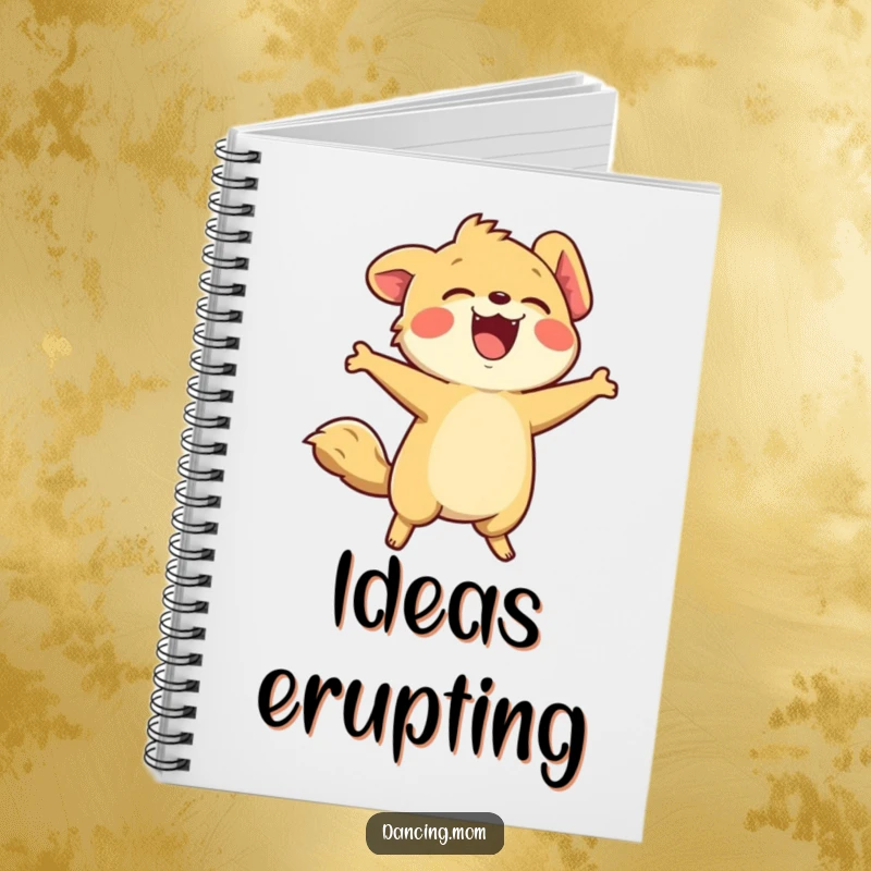 Funny notebook with a kawaii animal design, shown laughing heartily with its head thrown back in pure merriment.