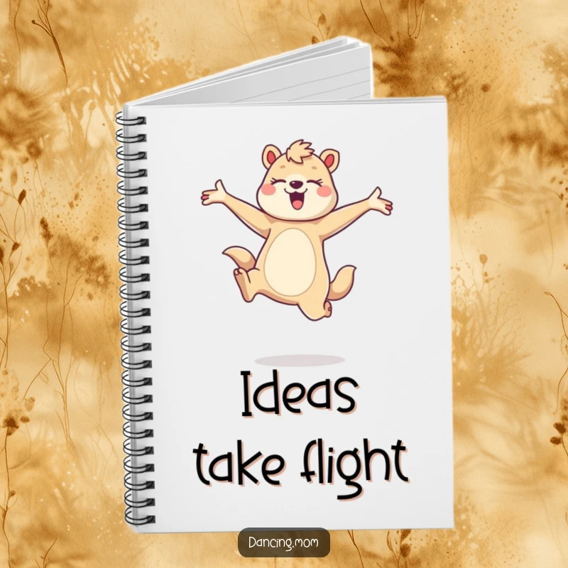 Funny notebook featuring a dancing mom animal in a graceful leap, perfect for journaling and planning, a charming funny gift.