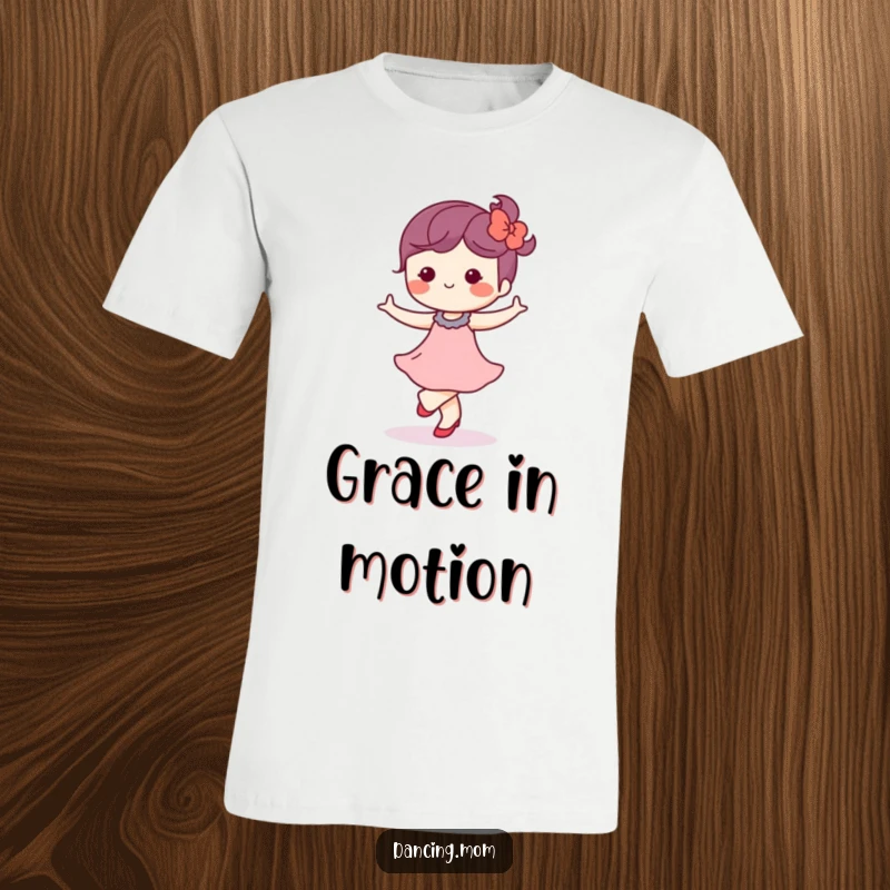 Funny Kawaii Dancer T-Shirt: Adorable character waltzing softly with a blissful expression, a dreamy funny gift.