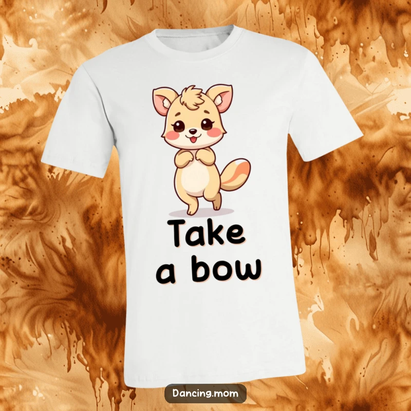 Funny t-shirt showing an animal executing a stylish and graceful bow with a flourish, celebrating performance and elegance.