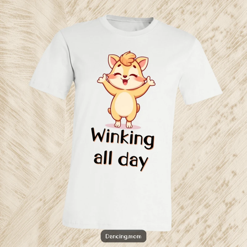 Funny t-shirt with a dancing mom animal in a playful pose, winking mischievously, a stylish and humorous funny gift.