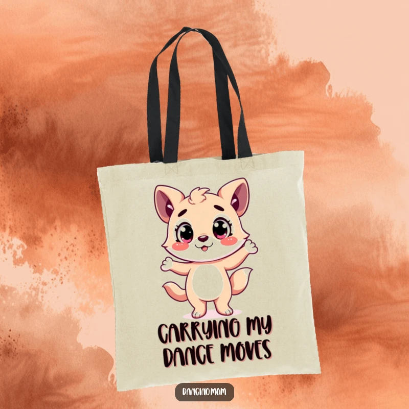 Funny Tote Bag: Happy animal character with wide eyes in a dramatic dance pose, ready to carry your items with flair.