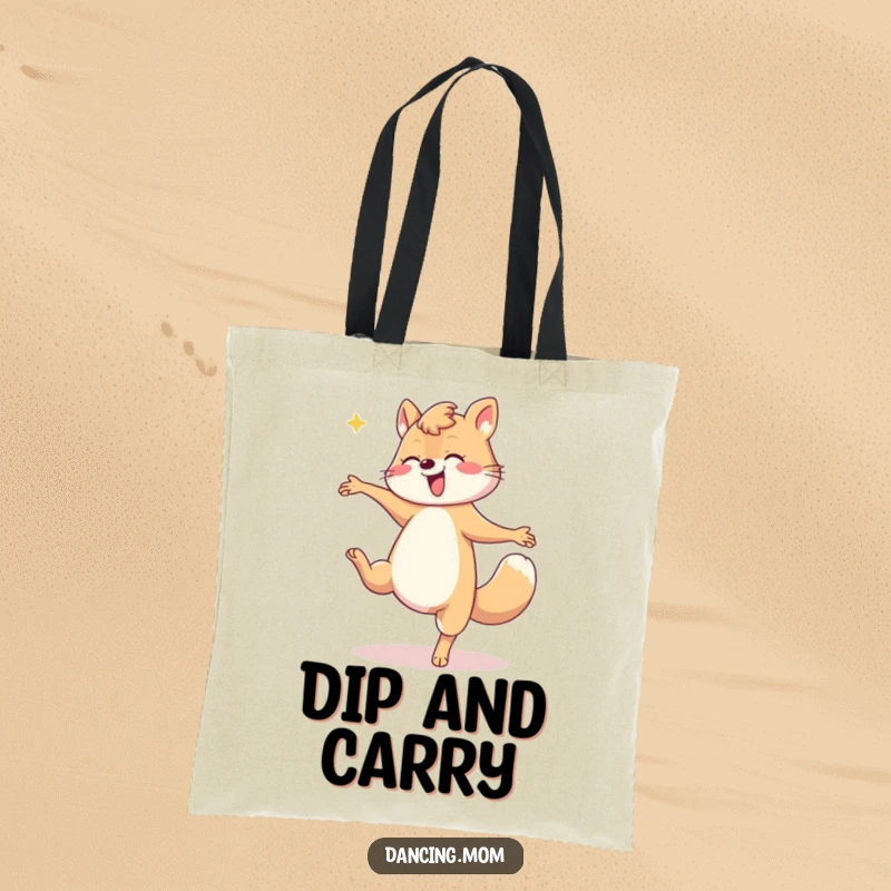Funny Mom Dip Tote Bag: A dancing mom animal performs a dramatic dip, bringing theatrical energy and humor to everyday tasks, ideal for moms.