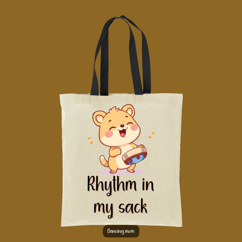 Funny Giggling Animal Tambourine Tote Bag - Rhythmic Fun for a Hilarious and Musical Gift