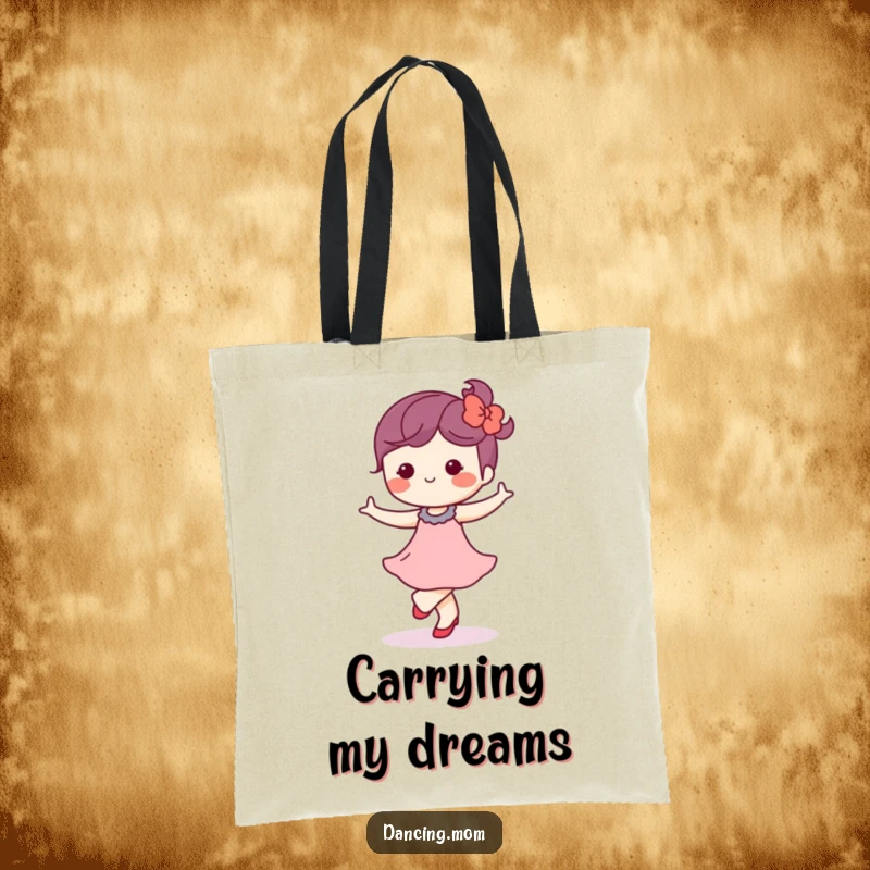 Funny Kawaii Dancer Tote Bag: Adorable character waltzing softly with a blissful expression, a stylish funny gift.