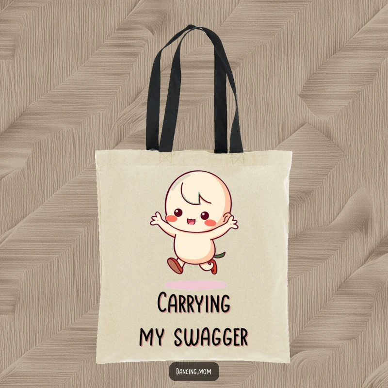 Funny Kawaii Dancer Tote Bag: Cute character doing a silly jig with stomping feet, perfect for a funny gift.