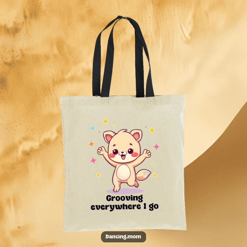 Funny animal character energetically grooving under disco lights, featured on a practical and stylish tote bag.