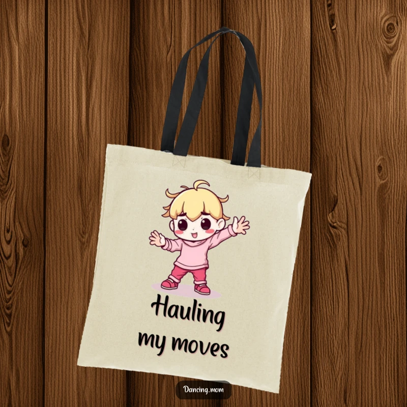 Funny Kawaii Dancer Tote Bag: Adorable character breakdancing with arms planted firmly, a cool funny gift.