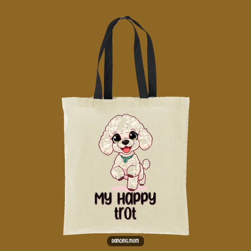 Funny Poodle Happy Shuffle Tote Bag: Chic and Humorous Dog Accessory